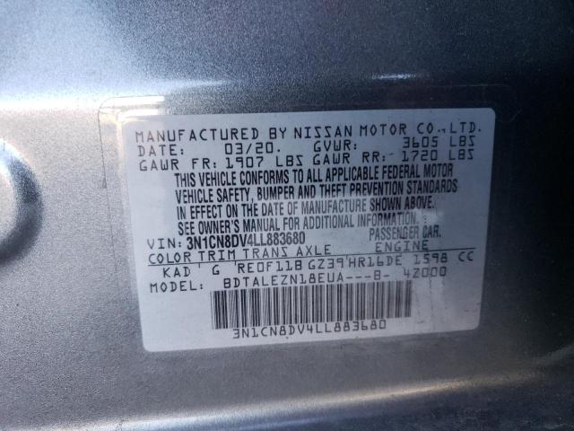 3N1CN8DV4LL883680 - 2020 NISSAN VERSA S GRAY photo 12