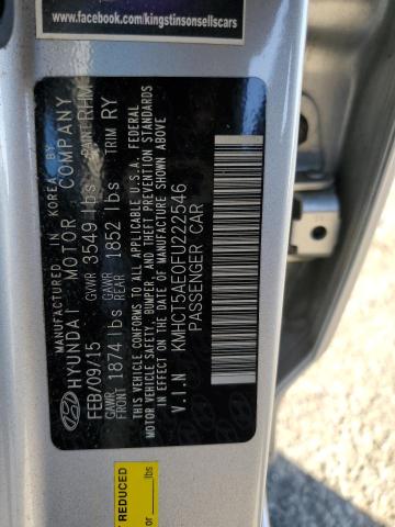 KMHCT5AE0FU222546 - 2015 HYUNDAI ACCENT GS SILVER photo 13