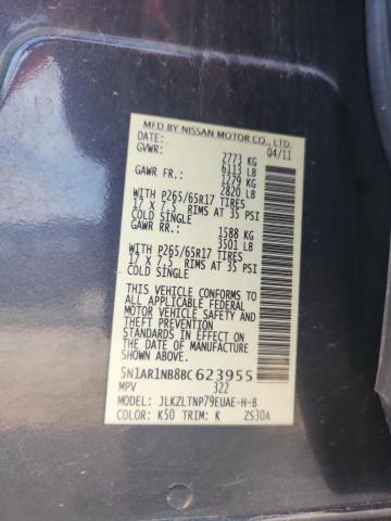 5N1AR1NB8BC623955 - 2011 NISSAN PATHFINDER S GRAY photo 13