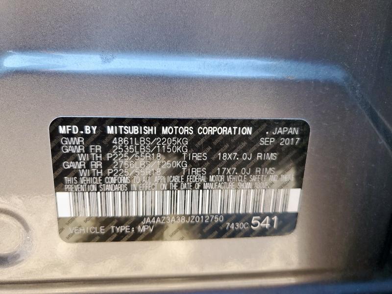 JA4AZ3A38JZ012750 - 2018 MITSUBISHI OUTLANDER SE GRAY photo 12