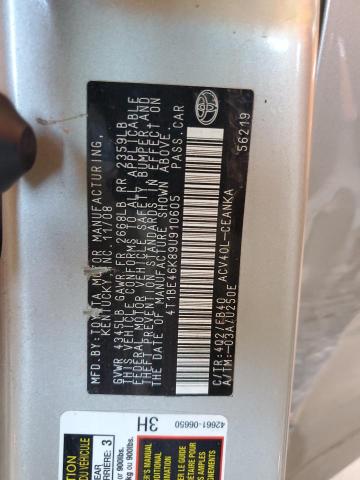 4T1BE46K89U910605 - 2009 TOYOTA CAMRY BASE ვერცხლისფერი ფოტო 13