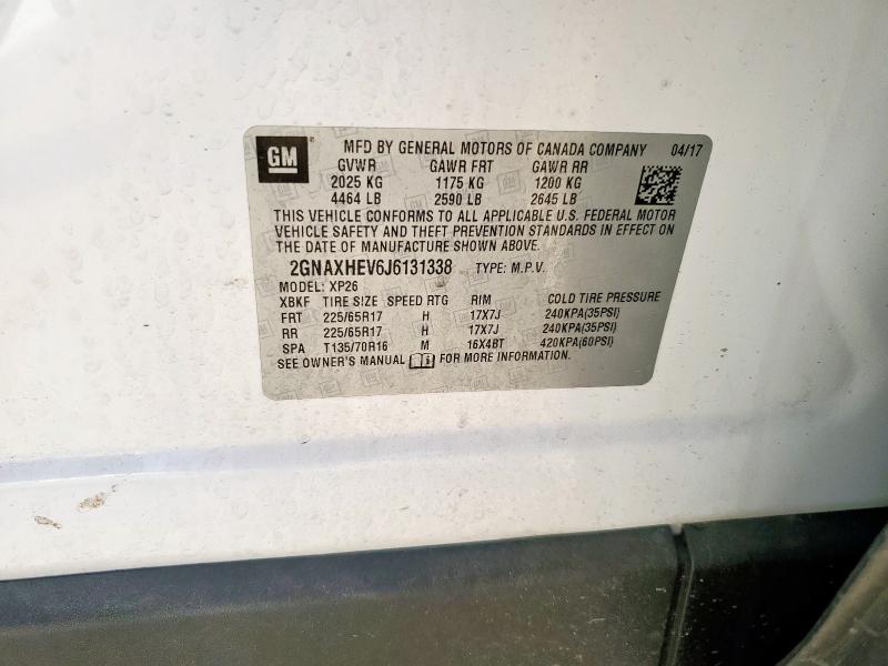 2GNAXHEV6J6131338 - 2018 CHEVROLET EQUINOX LS 白色 照片 13