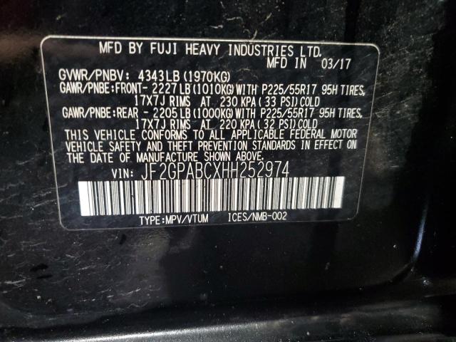 JF2GPABCXHH252974 - 2017 SUBARU CROSSTREK PREMIUM BLACK photo 13