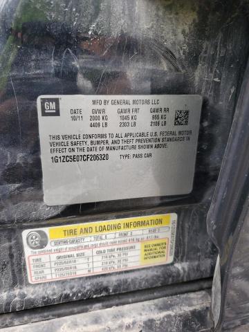 1G1ZC5E07CF206320 - 2012 CHEVROLET MALIBU 1LT Қара фото 12