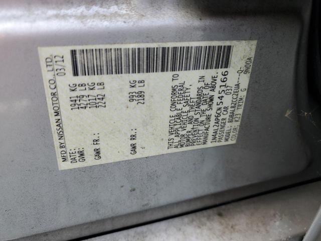 1N4AL2AP6CN545166 - 2012 NISS ALTIMA BASE Серебристый фото 12