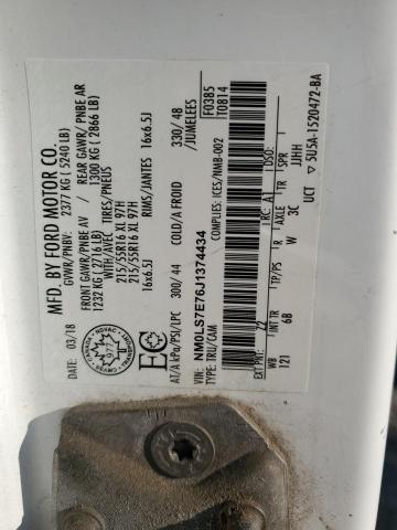 NM0LS7E76J1374434 - 2018 FORD TRANSIT CO XL WHITE photo 14