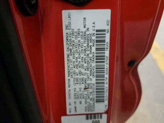 5TEUU42N57Z383238 - 2007 TOYOTA TACOMA ACCESS CAB წითელი ფოტო 12