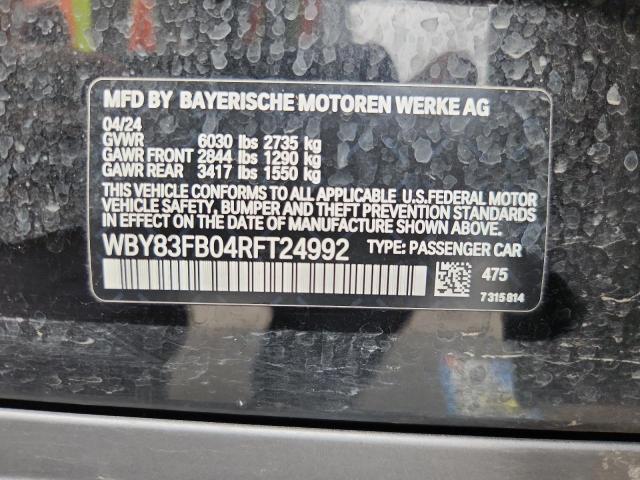 WBY83FB04RFT24992 - 2024 BMW I4 XDRIVE 40 BLACK photo 12