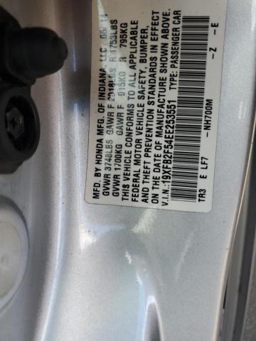 19XFB2F54EE253551 - 2014 HONDA CIVIC LX SILVER photo 12