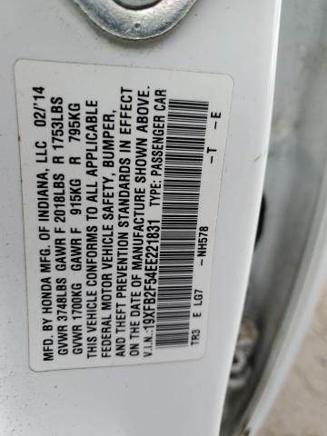 19XFB2F54EE221831 - 2014 HONDA CIVIC LX WHITE photo 12