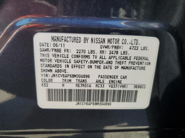 JN1CV6AP6BM304896 - 2011 INFINITI G37 BASE ლურჯი ფოტო 12