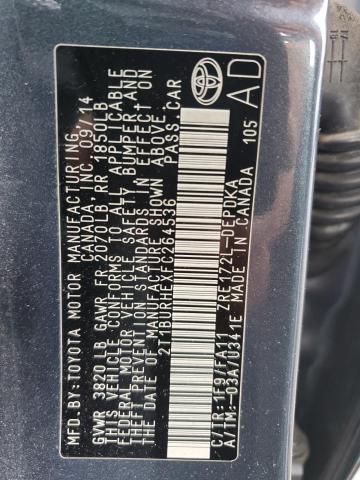 2T1BURHEXFC264536 - 2015 TOYOTA COROLLA L BLUE photo 12