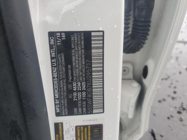 55SWF8DB7KU295717 - 2019 MERCEDES-BENZ C 300 Ақ фото 12