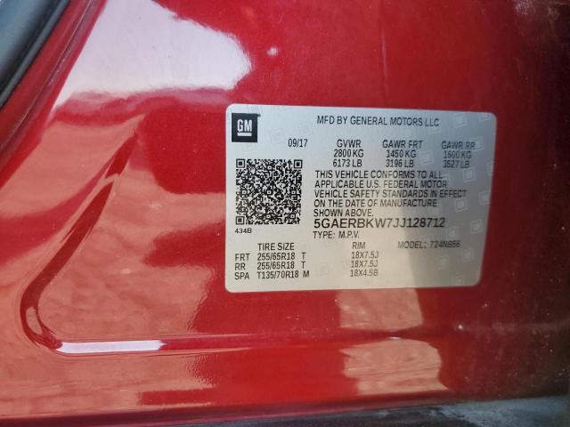 5GAERBKW7JJ128712 - 2018 BUICK ENCLAVE ESSENCE 红色 照片 13