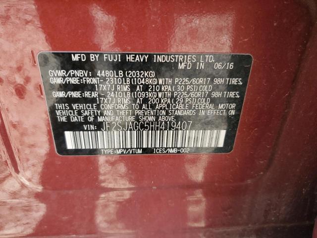 JF2SJAGC5HH419407 - 2017 SUBARU FORESTER 2.5I PREMIUM RED photo 13