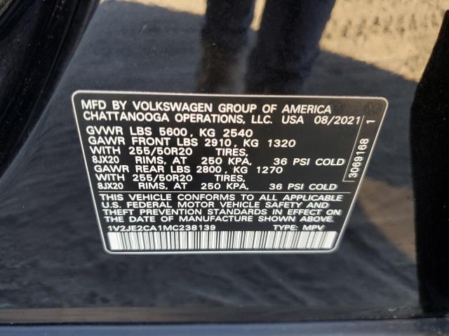1V2JE2CA1MC238139 - 2021 VOLKSWAGEN ATLAS CROS SE Черный фото 13