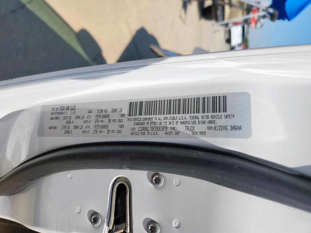 1C6RR6LT6FS591879 - 2015 RAM 1500 SLT WHITE photo 12