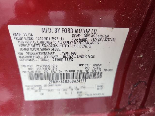2FMHK6C8XGBA24571 - 2016 FORD FLEX SEL RED photo 14