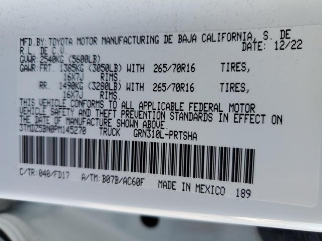 3TMDZ5BN0PM145270 - 2023 TOYOTA TACOMA DOUBLE CAB WHITE photo 12