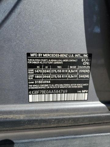 4JGBF7BE0AA584769 - 2010 MERCEDES-BENZ GL 450 4MATIC GRAY photo 13