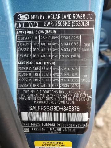 SALFR2BG8DH345878 - 2013 LAND ROVER LR2 HSE BLUE photo 14
