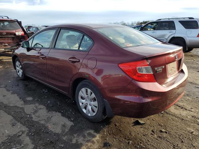 2HGFB2F55CH536530 - 2012 HONDA CIVIC LX BURGUNDY photo 2