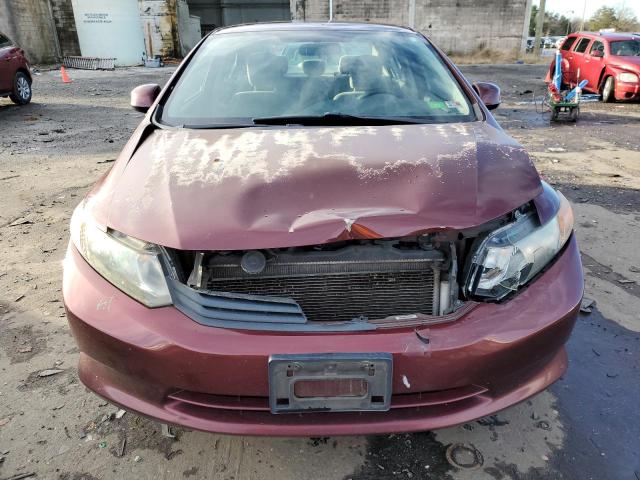 2HGFB2F55CH536530 - 2012 HONDA CIVIC LX BURGUNDY photo 5