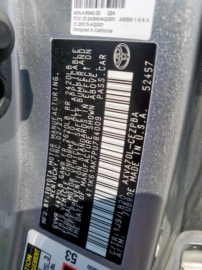 4T1K61AK7PU784009 - 2023 TOYOTA CAMRY XSE SILVER photo 13