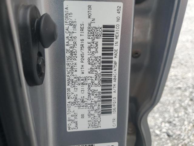 3TMLU4EN7FM183898 - 2015 TOYOTA TACOMA DOUBLE CAB SILVER photo 12