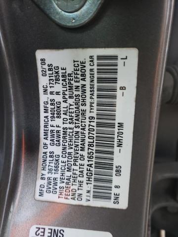 1HGFA16578L070719 - 2008 HONDA CIVIC LX GRAY photo 12