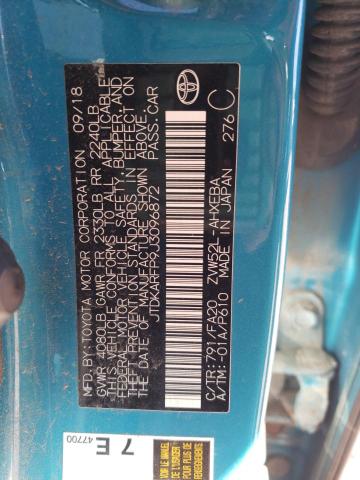 JTDKARFP9J3096872 - 2018 TOYOTA PRIUS PRIM 青色 照片 12