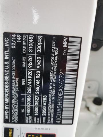 4JGDA5HB0EA370721 - 2014 MERCEDES-BENZ ML 350 4MATIC WHITE photo 14