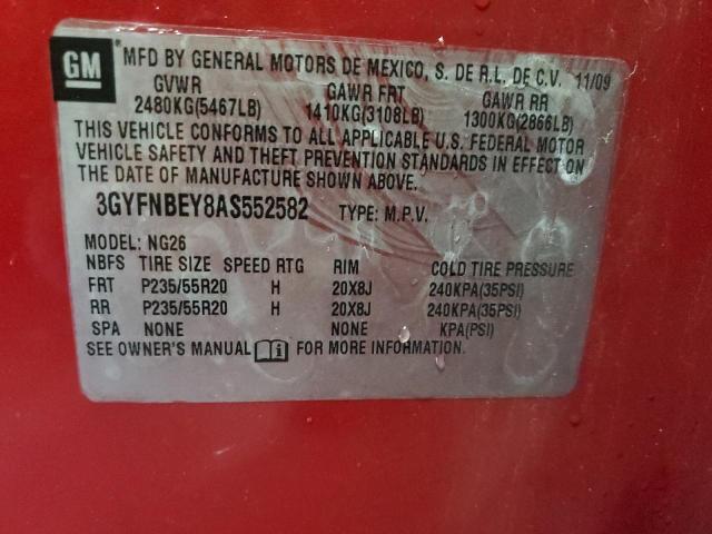 3GYFNBEY8AS552582 - 2010 CADILLAC SRX PERFORMANCE COLLECTION ბურგუნდია ფოტო 12