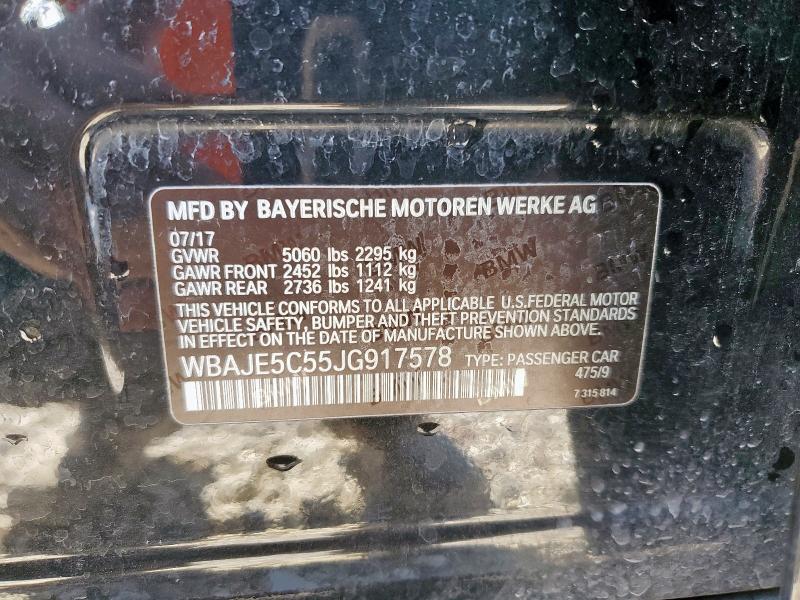 WBAJE5C55JG917578 - 2018 BMW 540 I BLACK photo 12