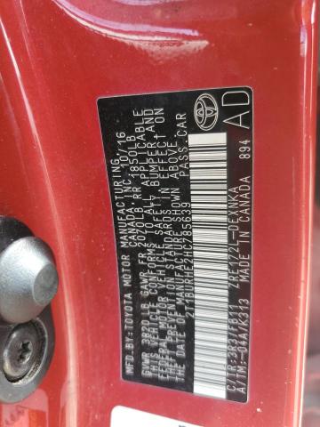 2T1BURHE2HC785639 - 2017 TOYOTA COROLLA L MAROON photo 12