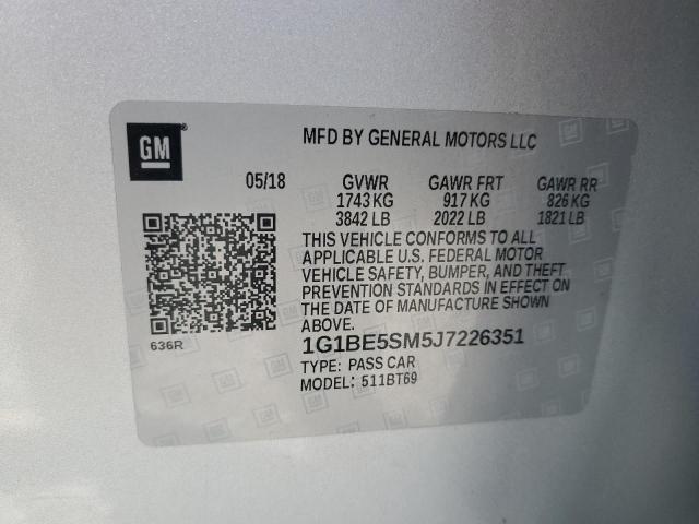 1G1BE5SM5J7226351 - 2018 CHEVROLET CRUZE LT SILVER photo 12