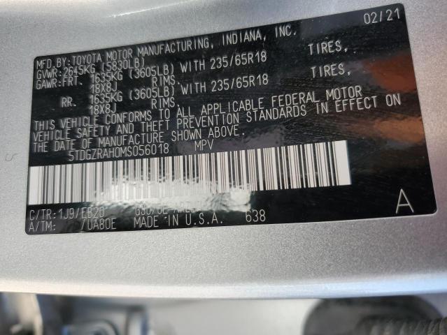 5TDGZRAH0MS056018 - 2021 TOYOTA HIGHLANDER XLE SILVER photo 13