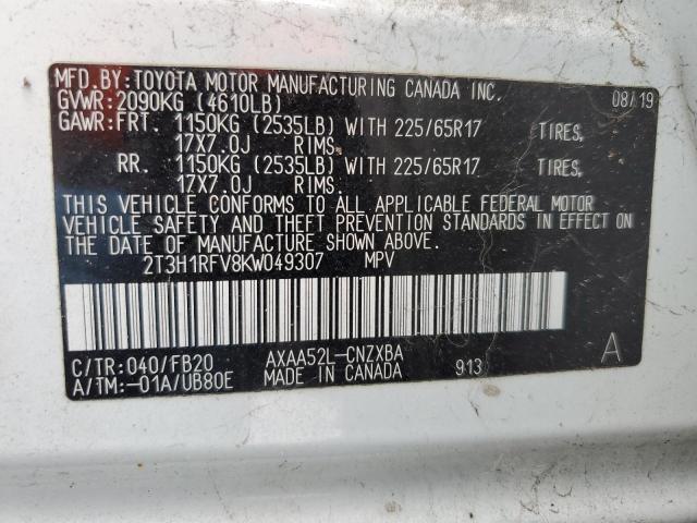 2T3H1RFV8KW049307 - 2019 TOYOTA RAV4 LE 白色 照片 13