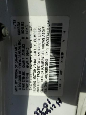 2HGFC4B89KH300941 - 2019 HONDA CIVIC SPORT Белый фото 12