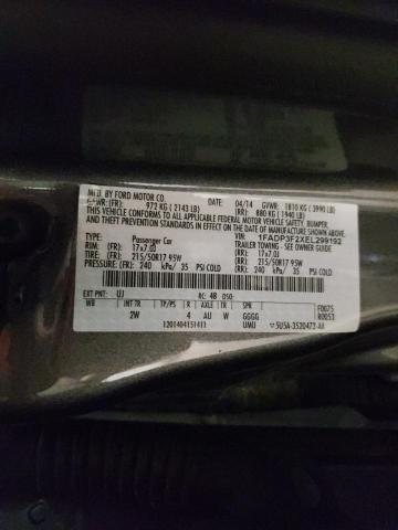 1FADP3F2XEL299192 - 2014 FORD FOCUS SE GRAY photo 12