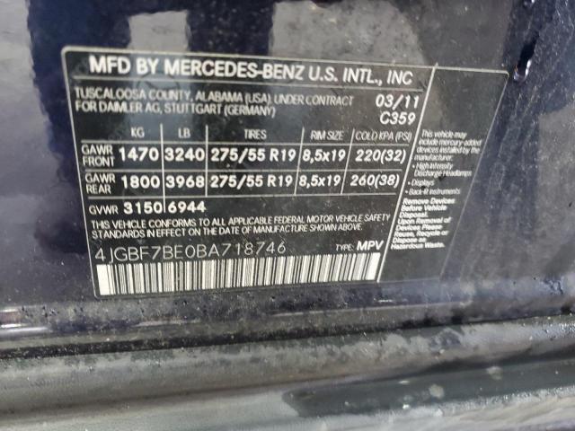 4JGBF7BE0BA718746 - 2011 MERCEDES-BENZ GL 450 4MATIC BLUE photo 13