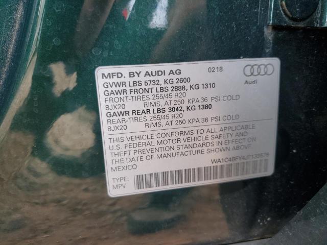 WA1C4BFY4J2133578 - 2018 AUDI SQ5 PRESTIGE GREEN photo 12