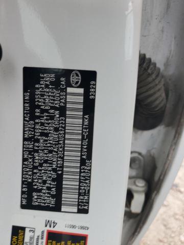 4T1BF3EK5AU567233 - 2010 TOYOTA CAMRY BASE WHITE photo 12