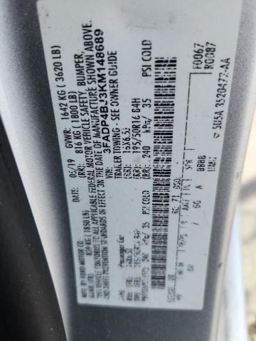 3FADP4BJ3KM148689 - 2019 FORD FIESTA SE Gümüş foto 12