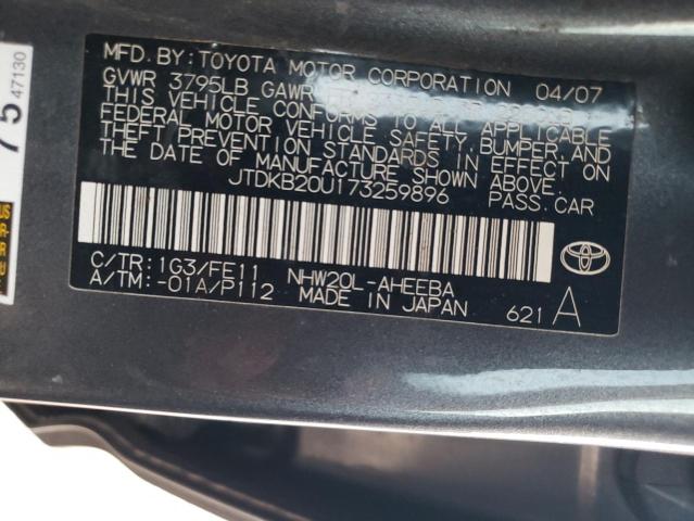 JTDKB20U173259896 - 2007 TOYOTA PRIUS GRAY photo 12