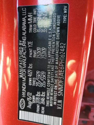 5NMJF3AE6PH162482 - 2023 HYUNDAI TUCSON SEL RED photo 12