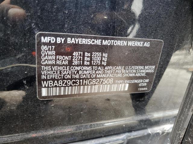 WBA8Z9C31HG827508 - 2017 BMW 330 XIGT BLACK photo 12