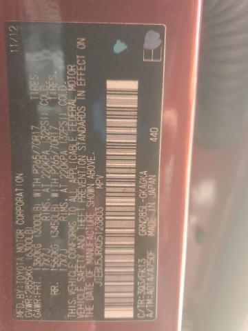 JTEBU5JRXD5123803 - 2013 TOYOTA 4RUNNER SR5 红色 照片 13