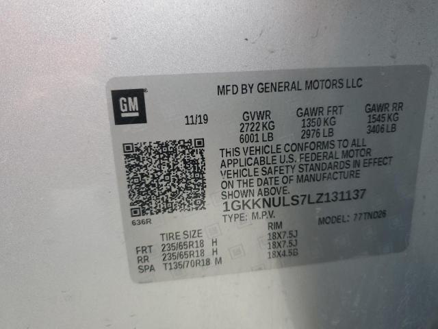 1GKKNULS7LZ131137 - 2020 GMC ACADIA SLT SILVER photo 14