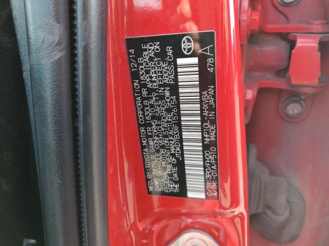 JTDKDTB3XF1576154 - 2015 TOYOTA PRIUS C RED photo 12